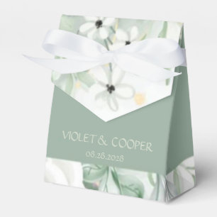 Dusty Sage Watercolor Peony Florals Wedding Favor Boxes