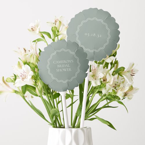 Dusty Sage  Wavy Scallop Border Bridal Shower Balloon