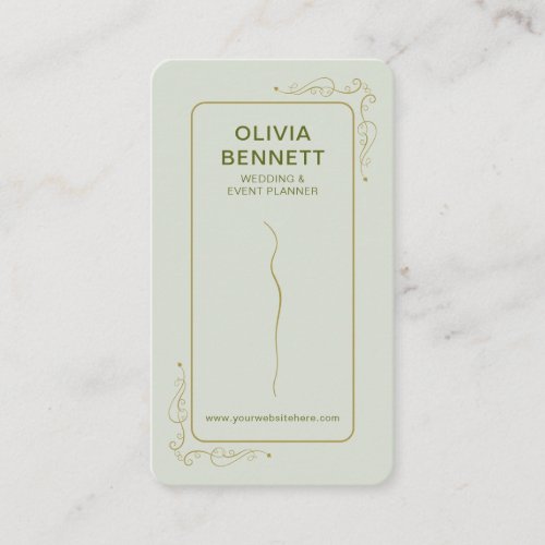 Dusty Sage Wedding Event Planner Elegant Business Card