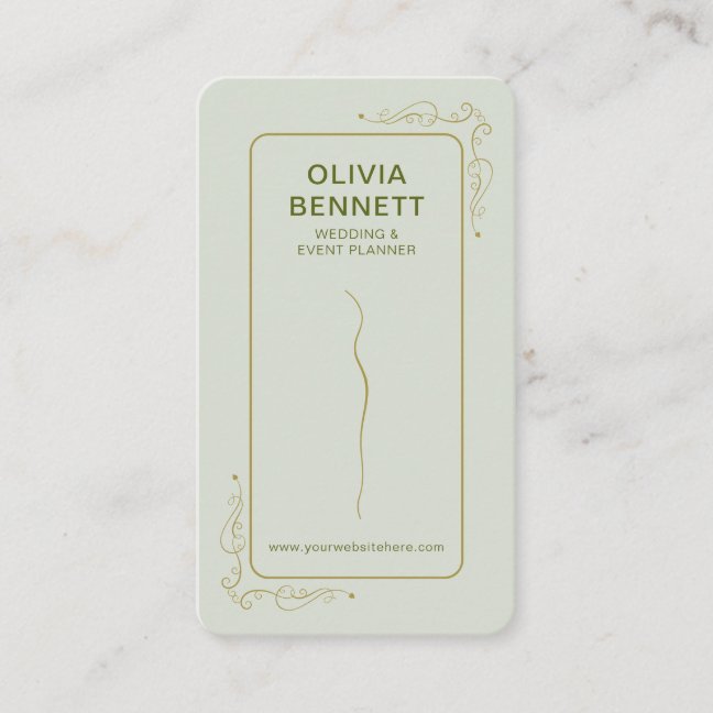 Dusty Sage Wedding Event Planner Elegant Business Card