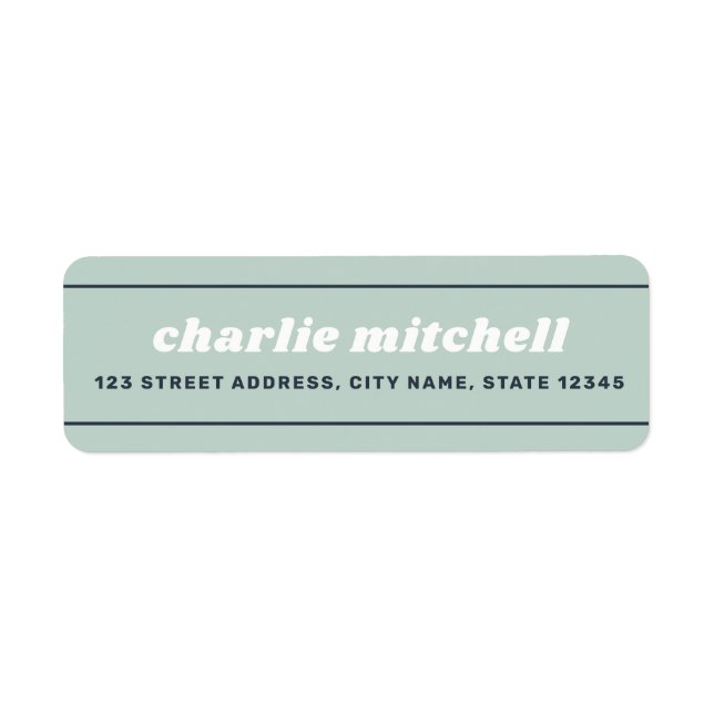 Dusty sea green modern retro lines return address label