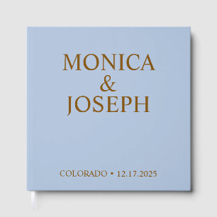 Dusty Sky Blue Guest Book Gift, Personalized Luxur