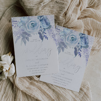 Dusty Sky Blue & Silver Divine Wedding Foil Invitation