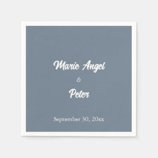 Dusty Slate Blue Minimalist & Modern Wedding Napkins