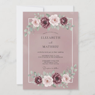 Dusty Soft Mauve Petal Wedding Invitation