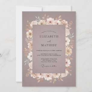 Dusty Soft Mauve Wreath Wedding Invitation