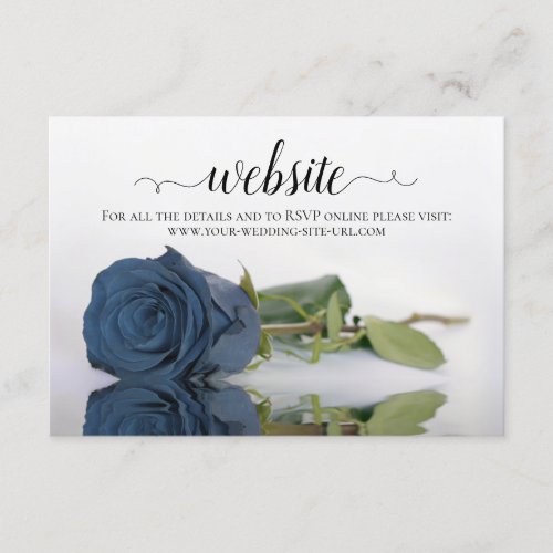 Dusty Steel Blue Gray Rose Elegant Wedding Website Enclosure Card