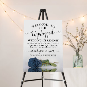 Dusty Steel Blue Rose Unplugged Wedding Ceremony Foam Board