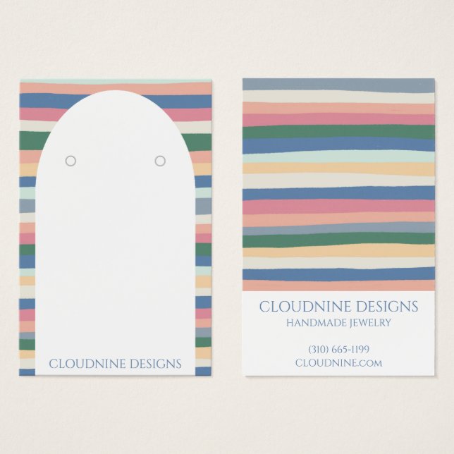 Dusty Stripes Arch Earring Jewelry Display Card (Front & Back)