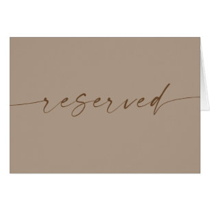 Dusty Taupe Minimalist Wedding Reserved Sign Cards