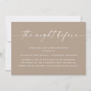 Dusty Taupe Rehearsal Dinner Elegant Wedding Invitation
