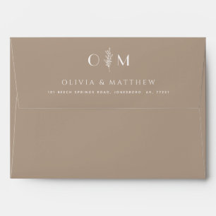 Dusty Taupe Wedding Minimalist Elegant Floral Envelope