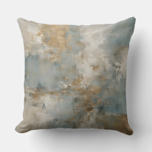 Dusty Teal Blue Gold Abstract Throw Pillow