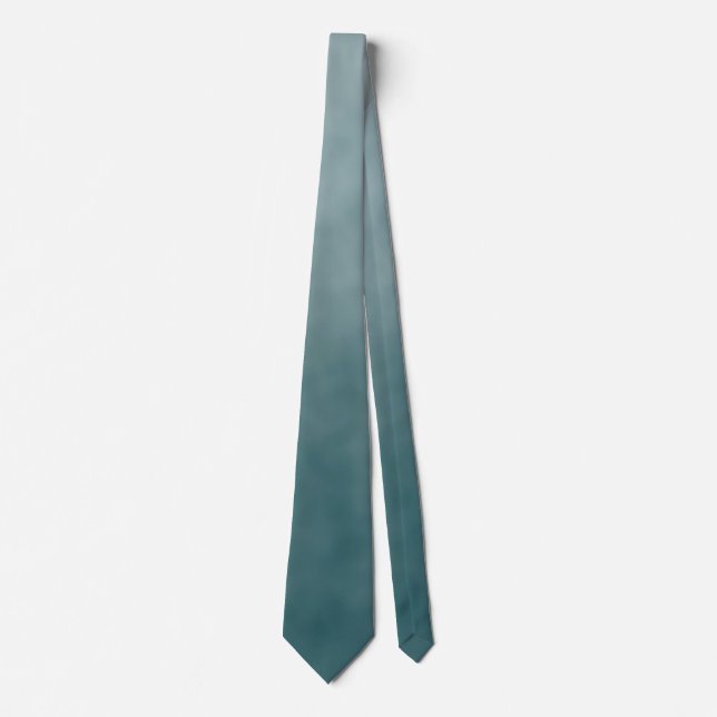 Dusty Teal Blue Monochromatic Ombre Wedding Neck Tie (Front)