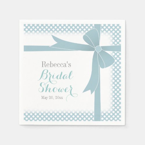 Dusty Teal Bow Bridal Shower Napkins