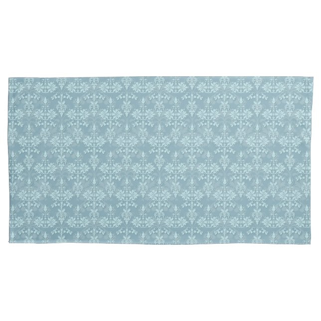 Dusty Teal Damask Pattern Victorian Boho Pillow Case (Front)