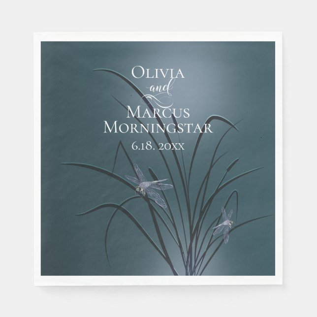 Dusty Teal Dragonfly Napkins (Front)