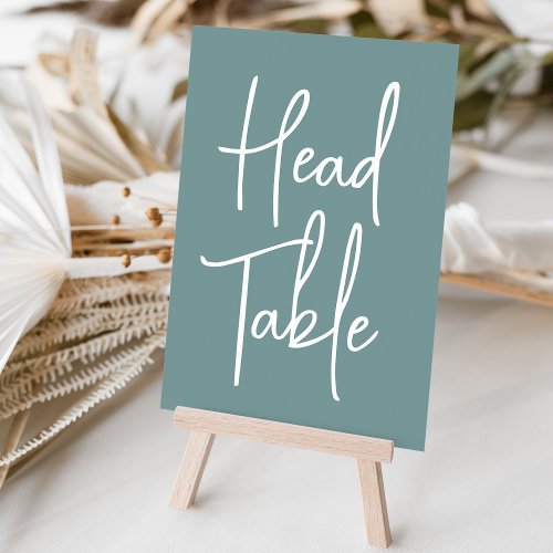 Dusty Teal Hand Scripted Head Table Table Number