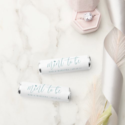 Dusty Teal Heart Calligraphy Personalized Wedding Breath Savers Mints