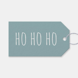 Dusty Teal HO HO HO Christmas. Modern Cozy Holiday Gift Tags