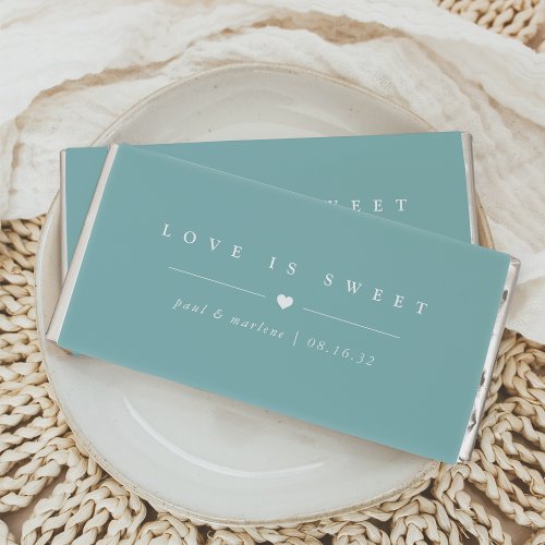 Dusty Teal  Love is Sweet Classic Elegant Wedding Hershey Bar Favors