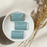 Dusty Teal | Love Is Sweet Personalized Wedding Hershey's Miniatures<br><div class="desc">Share a sweet treat with your guests with these personalized wedding favor chocolate bars. Design features "love is sweet" in modern handwritten script lettering,  with your names and wedding date beneath. Colorway: Dusty Teal,  a soft turquoise aqua.</div>