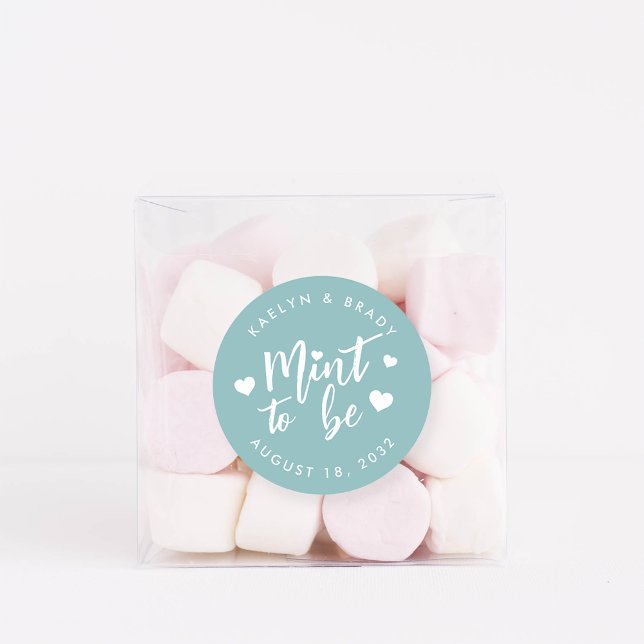 Dusty Teal | Mint to Be Personalized Wedding Favor Classic Round Sticker (Creator Uploaded)