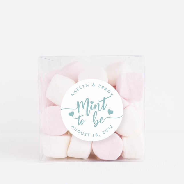 Dusty Teal | Mint to Be Personalized Wedding Favor Classic Round Sticker (Creator Uploaded)