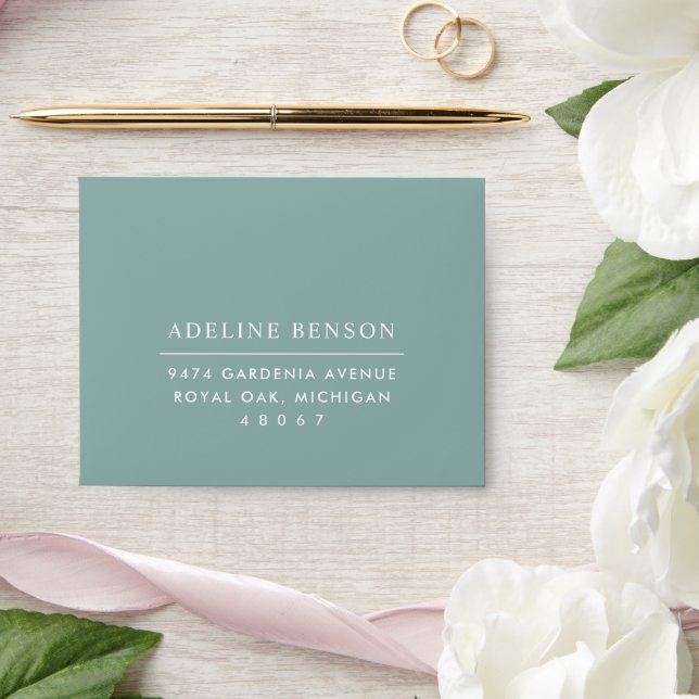 Dusty Teal Return Address Wedding RSVP Envelope (Wedding)