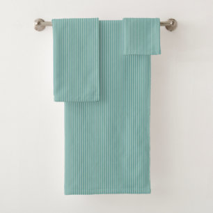Dusty Teal Stripe Modern Vintage Aqua Blue Bath Towel Set