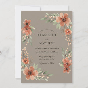Dusty Terracotta Wildflower Wedding Invitation