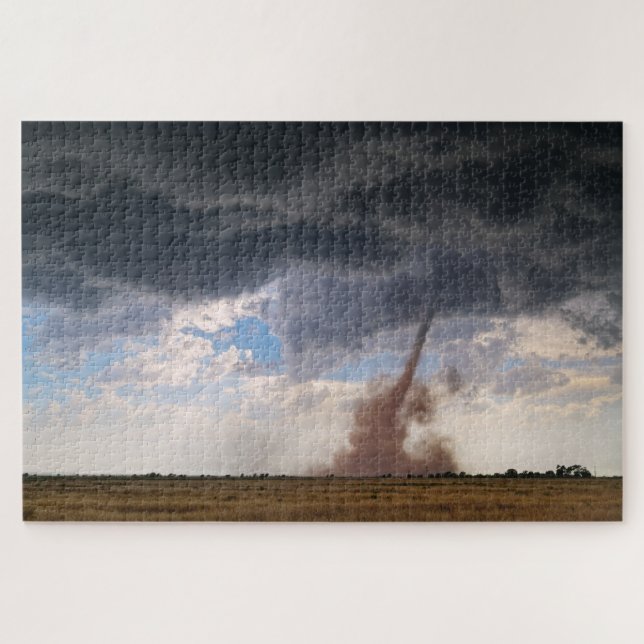 Dusty Tornado and Dark Cloud in New Mexico Plains Jigsaw Puzzle (Horizontal)