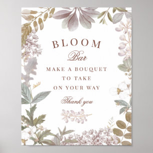 Dusty Vintage Botanical Bridal Shower Bloom Bar Poster