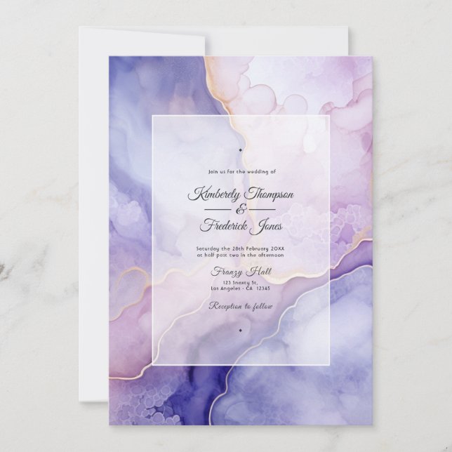 Dusty Violet Agate Wedding Invitation (Front)