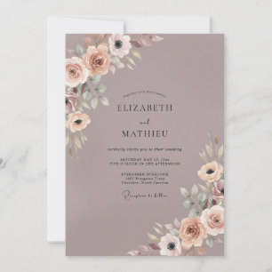 Dusty Violet Anemone Wedding Invitation