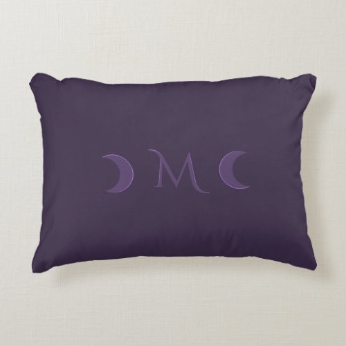 Dusty Violet Crescent Moons Monogram Accent Pillow