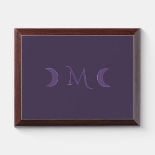 Dusty Violet Crescent Moons Monogram Award Plaque