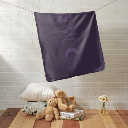 Dusty Violet Crescent Moons Monogram Baby Blanket
