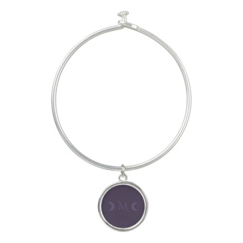Dusty Violet Crescent Moons Monogram Bangle Bracelet