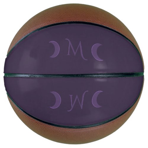 Dusty Violet Crescent Moons Monogram Basketball