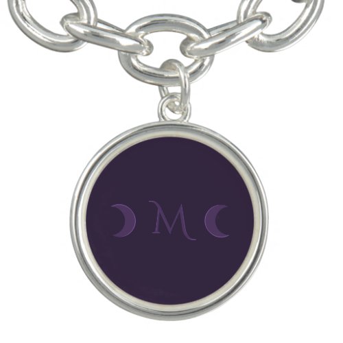 Dusty Violet Crescent Moons Monogram Bracelet