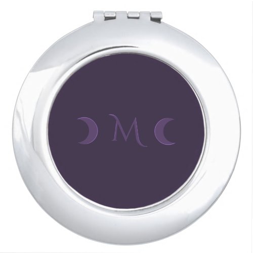 Dusty Violet Crescent Moons Monogram Compact Mirror