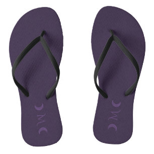Dusty Violet Crescent Moons Monogram Flip Flops