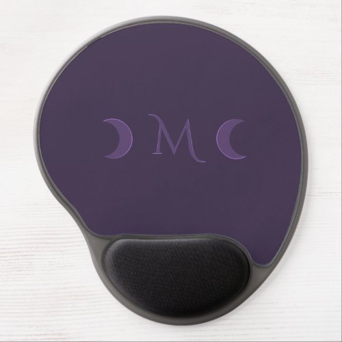 Dusty Violet Crescent Moons Monogram Gel Mouse Pad