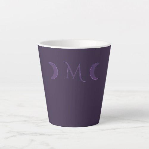 Dusty Violet Crescent Moons Monogram Latte Mug