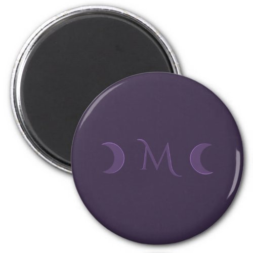 Dusty Violet Crescent Moons Monogram Magnet