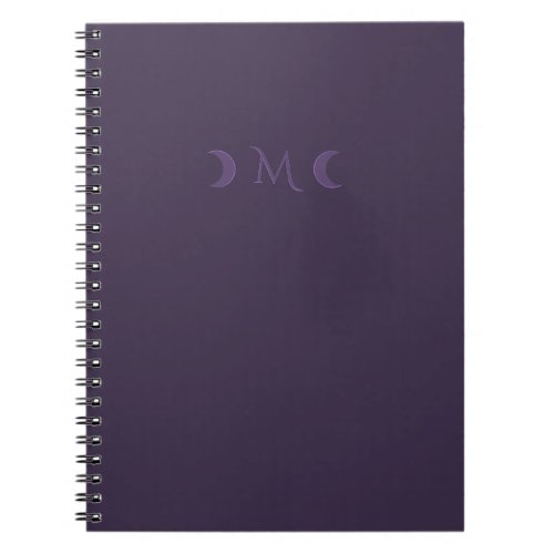 Dusty Violet Crescent Moons Monogram Notebook