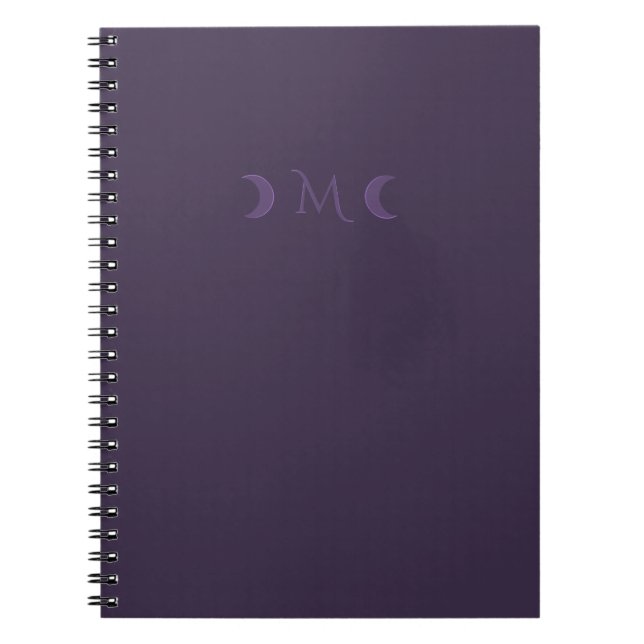 Dusty Violet Crescent Moons Monogram Notebook (Front)