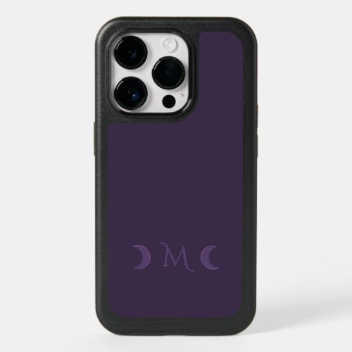 Dusty Violet Crescent Moons Monogram OtterBox iPhone 14 Pro Case