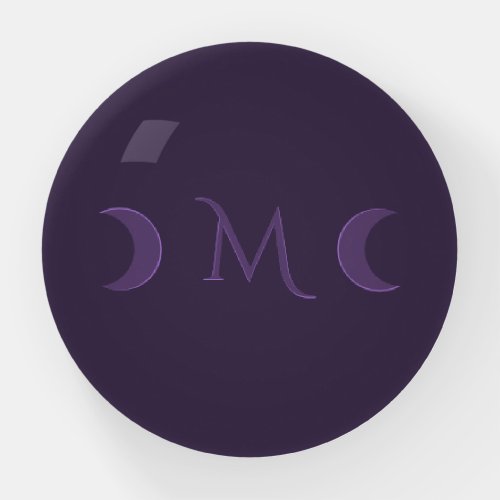 Dusty Violet Crescent Moons Monogram Paperweight